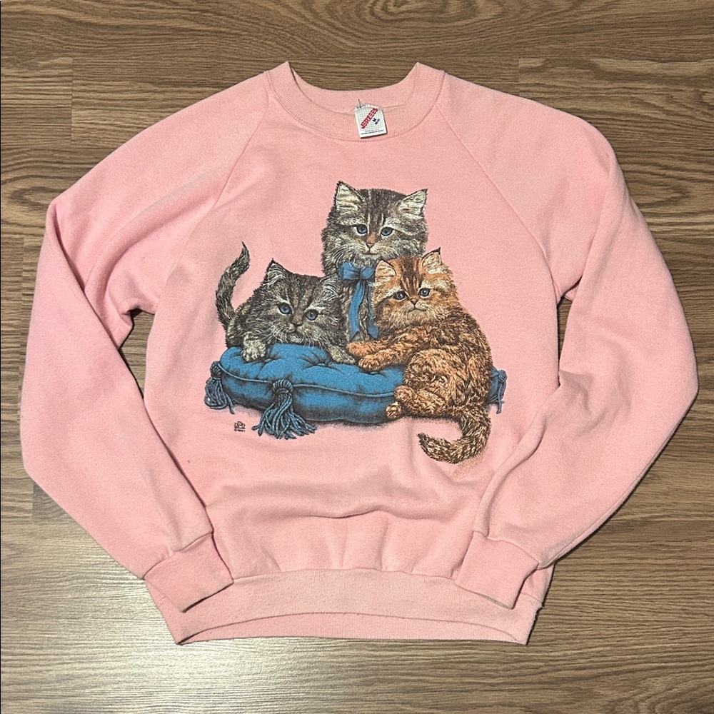 Vintage Pink Cat Sweatshirt